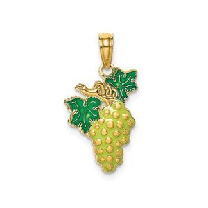 14K Yellow Gold and Enamel Grapes Charm Pendant (NO CHAIN)